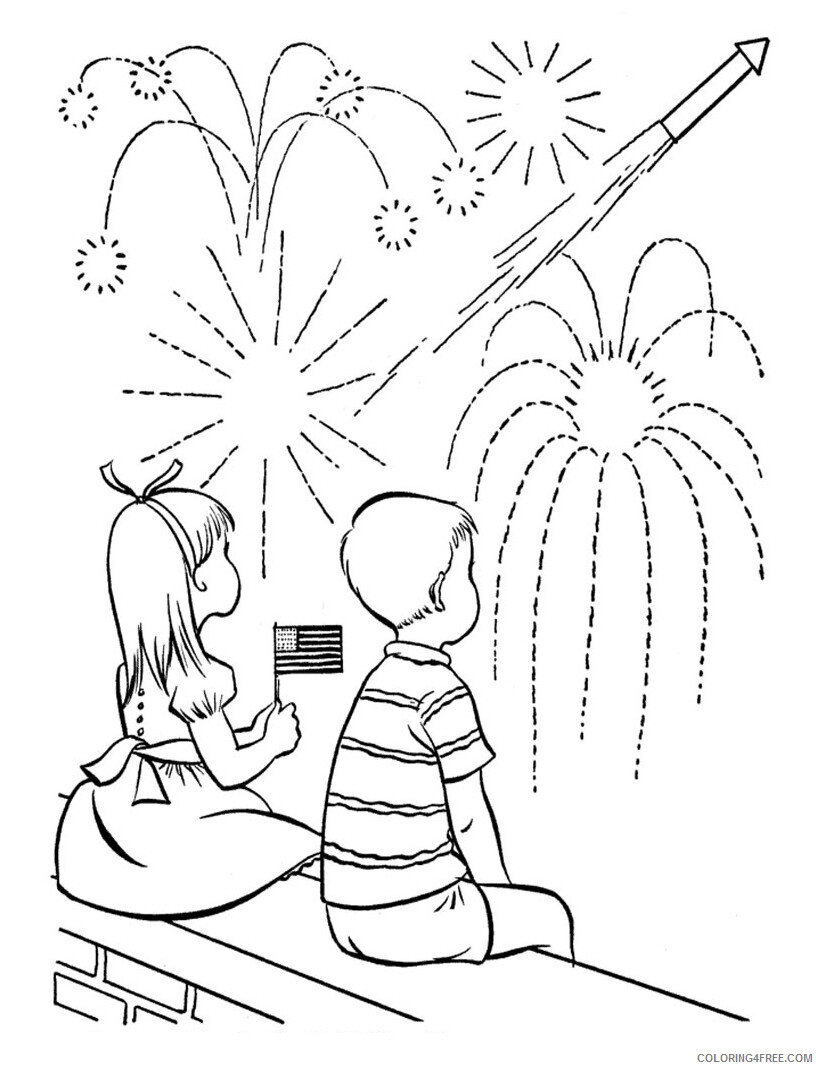 Fireworks Coloring Pages for boys Watcing Fireworks in July Printable 2020 0353 Coloring4free