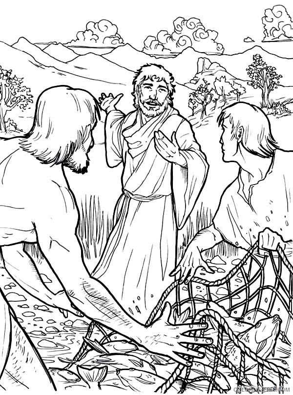 Fishing Coloring Pages for boys Jesus Disciples and Fishing Net Print 2020 0370 Coloring4free