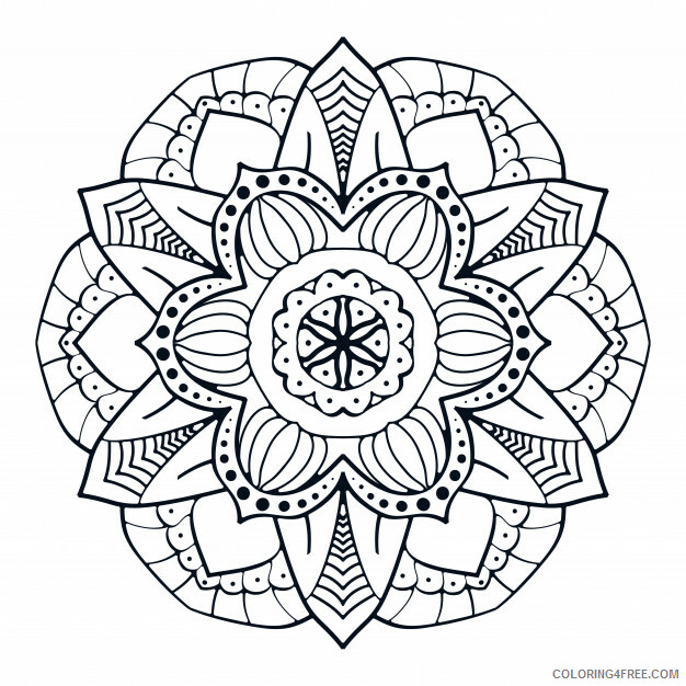 Flower Mandala Coloring Pages Adult for Adult Printable 2020 402 Coloring4free
