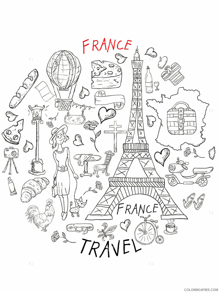 France Coloring Pages Countries of the World Educational Printable 2020 456 Coloring4free