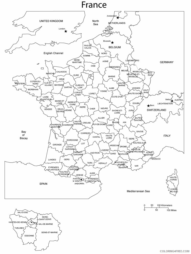 France Coloring Pages Countries of the World Educational Printable 2020 458 Coloring4free