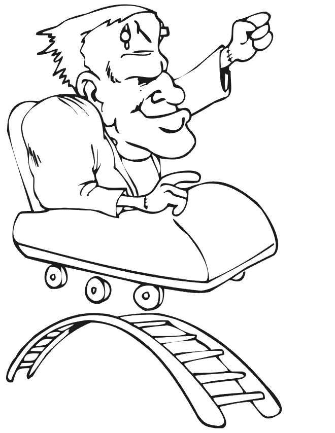 Frankenstein Coloring Pages for boys Frankenstein on a Rollercoaster 2020 0457 Coloring4free