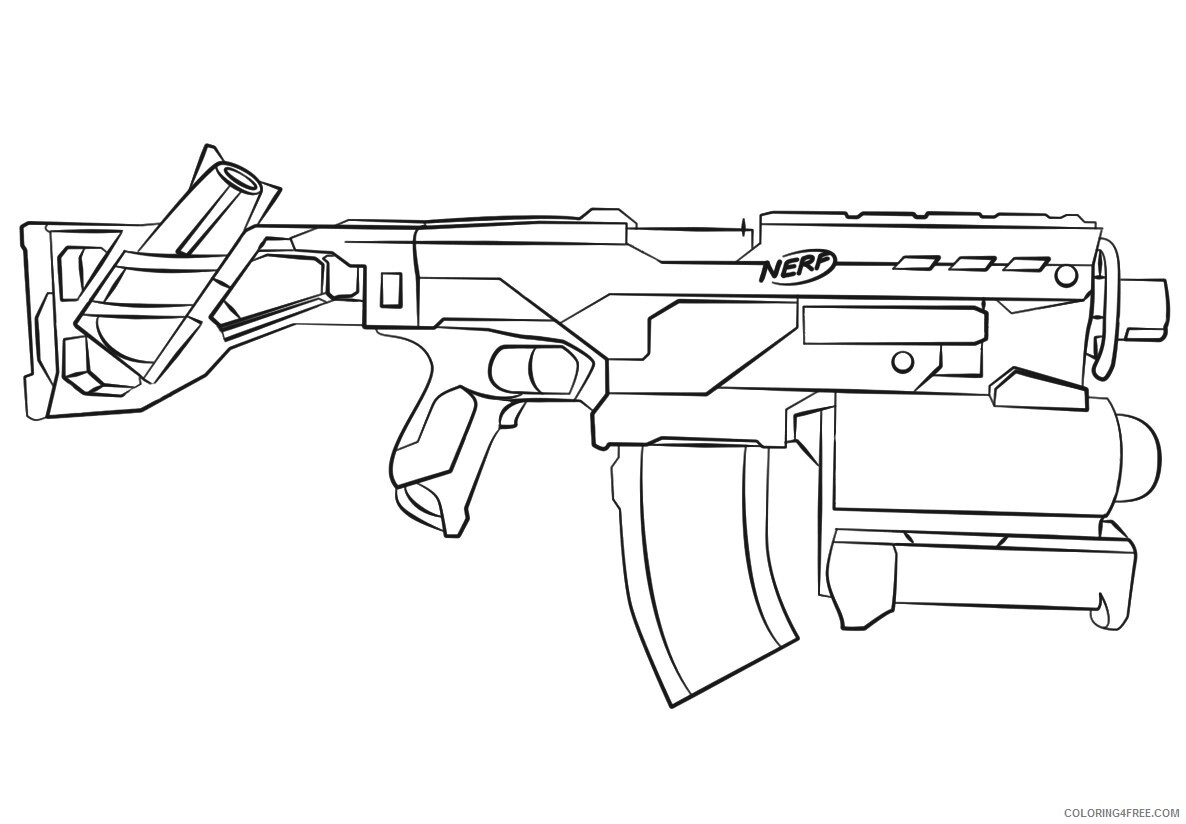 Gun Coloring Pages for boys Nerf Gun Sketch Printable 2020 0479 Coloring4free