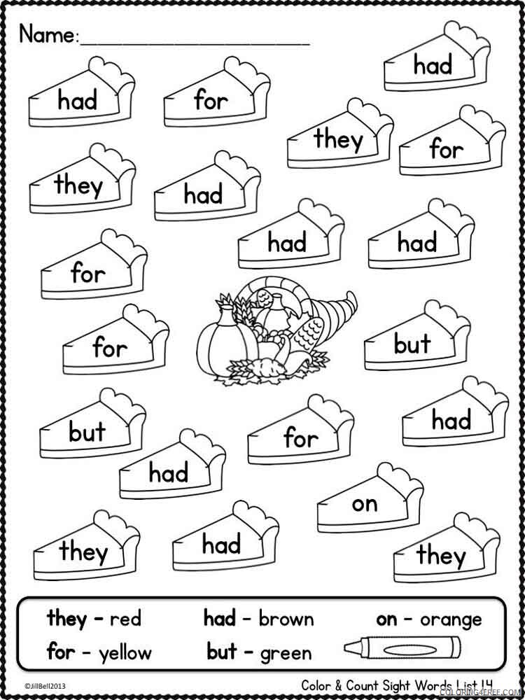 Hidden Sight Words Coloring Pages Educational educational Printable 2020 1537 Coloring4free