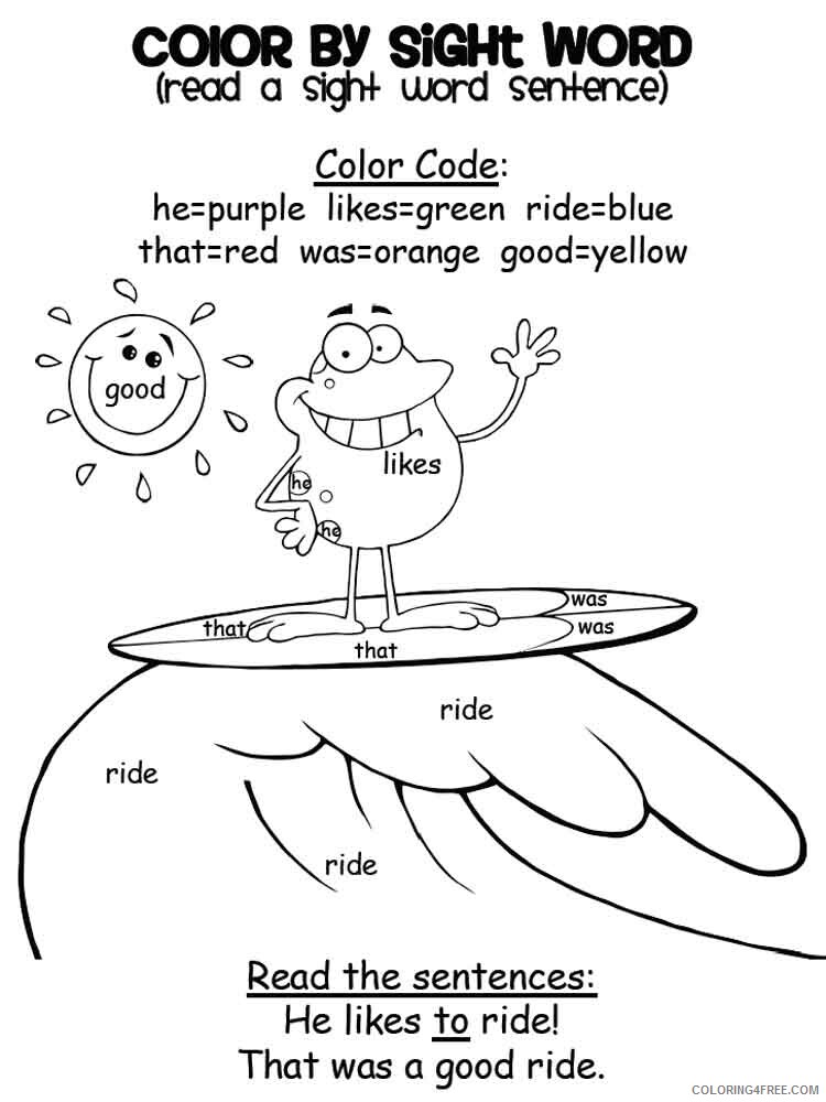 Hidden Sight Words Coloring Pages Educational educational Printable 2020 1538 Coloring4free