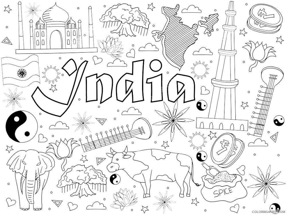 India Coloring Pages Countries of the World Educational 3 Printable 2020 486 Coloring4free