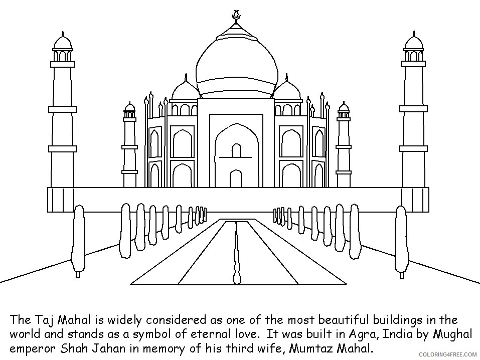 India Coloring Pages Countries of the World Educational taj mahal 2020 497 Coloring4free