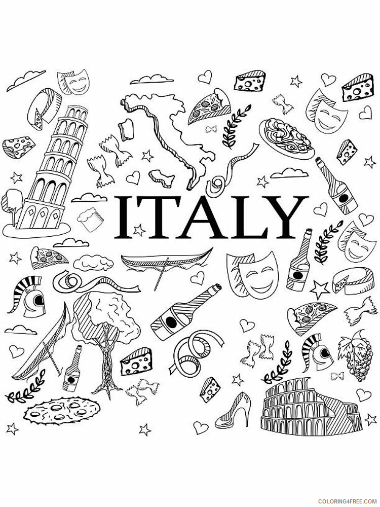 Italy Coloring Pages Countries of the World Educational Printable 2020 523 Coloring4free