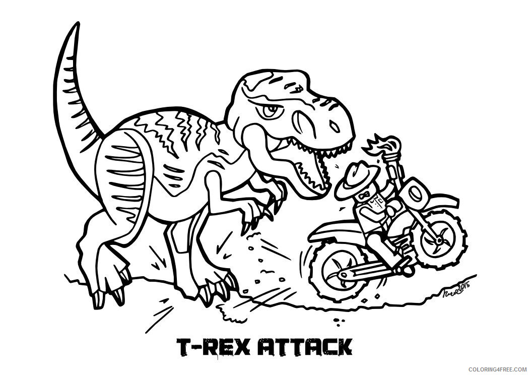 Jurassic World Coloring Pages for boys TRex Attack Printable 2020 0530 Coloring4free