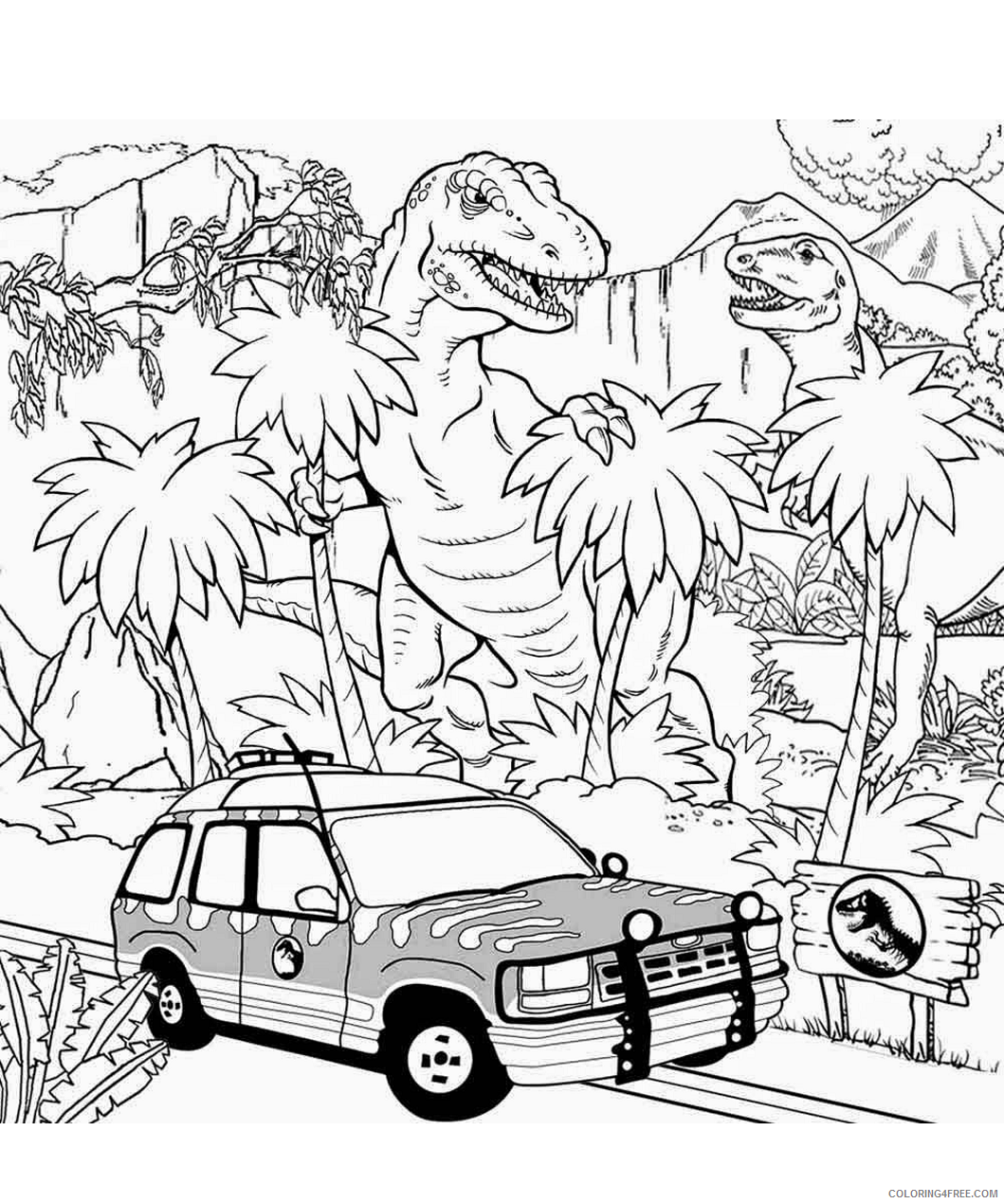 Jurassic World Coloring Pages for boys car Printable 2020 0506 Coloring4free