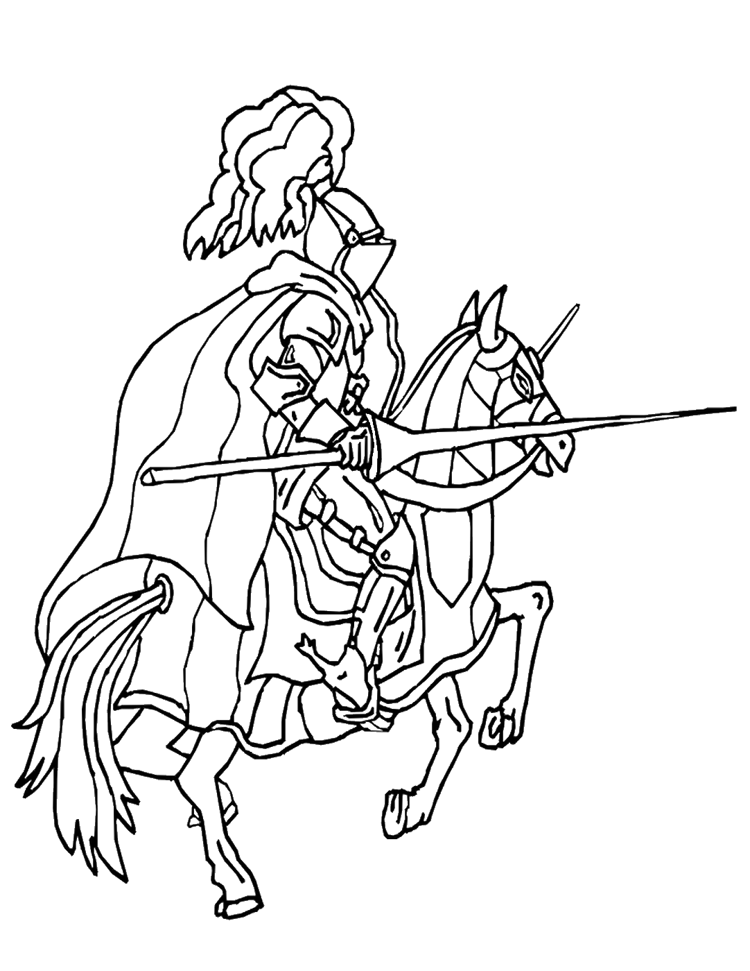 Knights Coloring Pages for boys Horse_and_Knight_03 Printable 2020 0533 Coloring4free