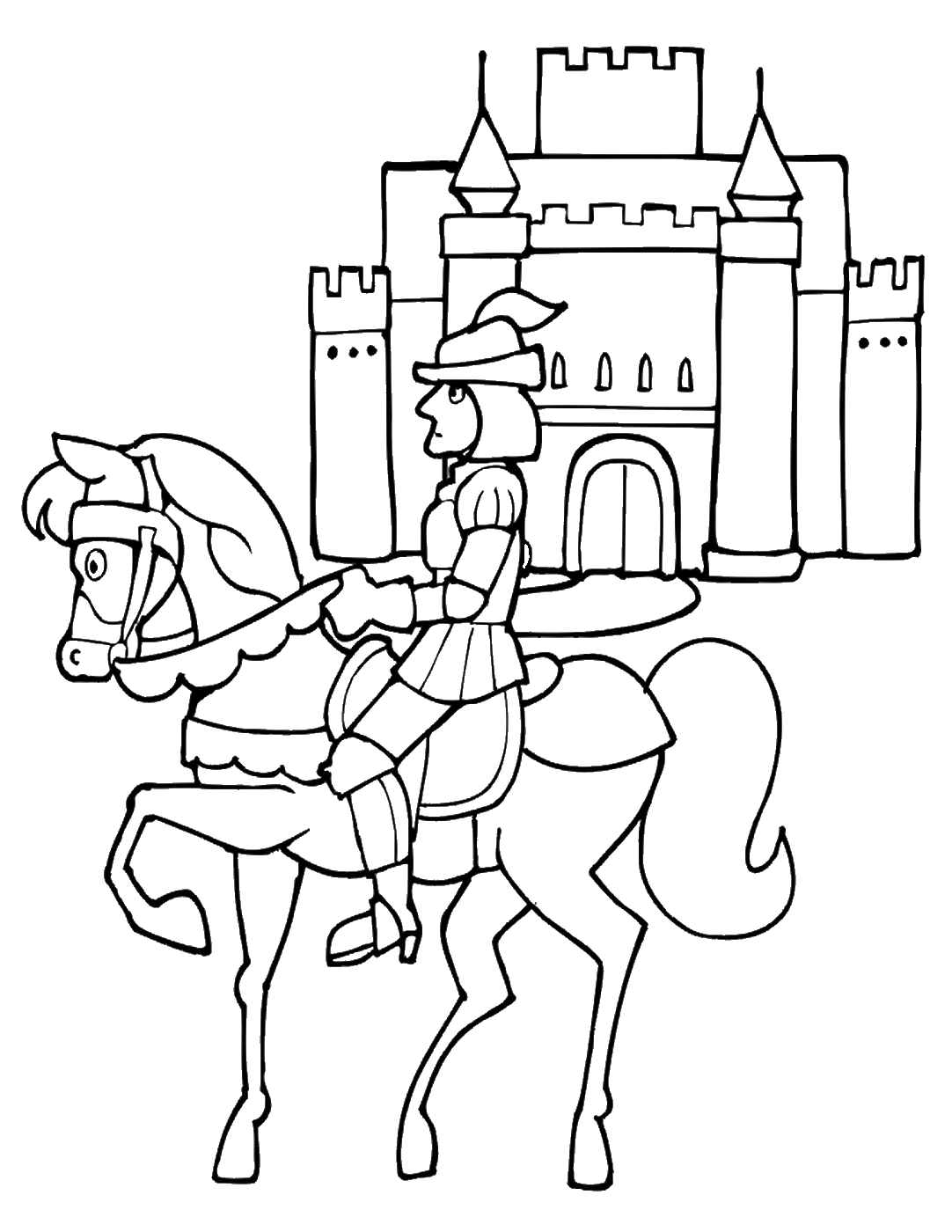 Knights Coloring Pages for boys Horse_and_Knight_05 Printable 2020 0534 Coloring4free
