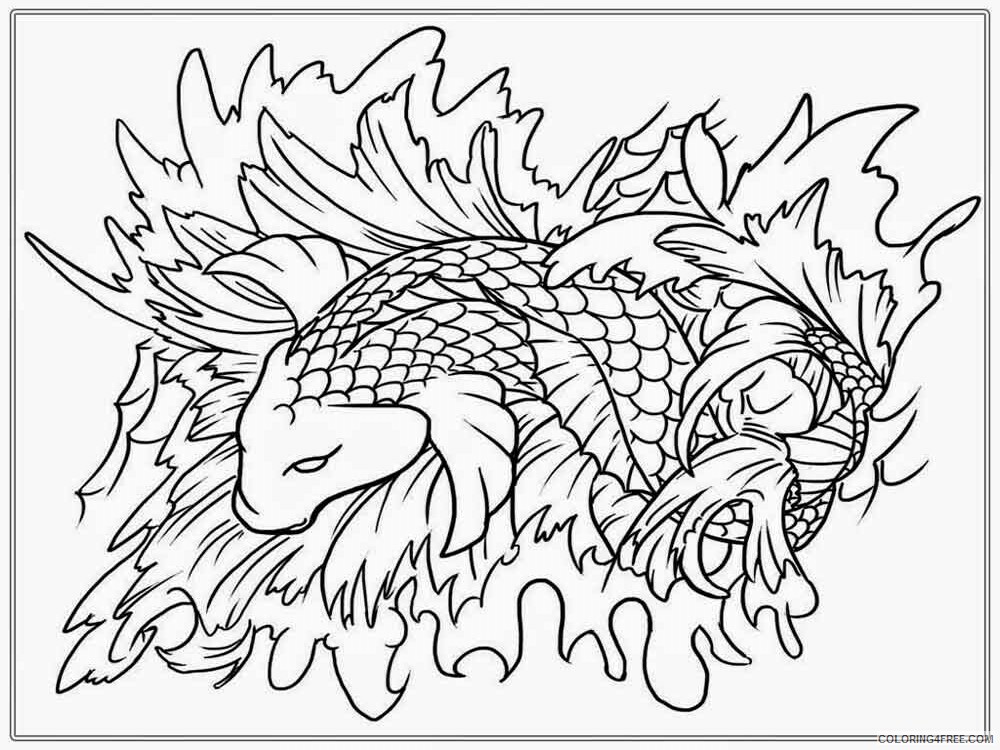 Koi Fish Coloring Pages Adult koi fish adult 10 Printable 2020 479 Coloring4free