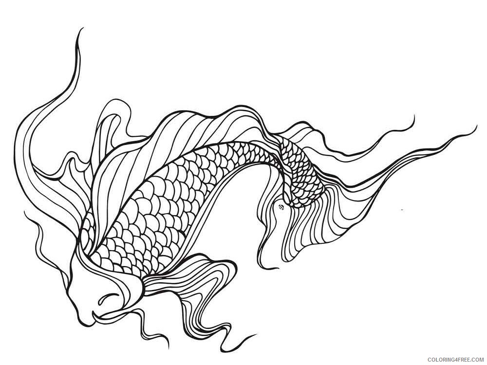 Koi Fish Coloring Pages Adult koi fish adult 11 Printable 2020 480 Coloring4free