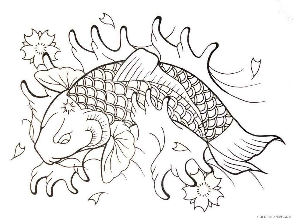 Koi Fish Coloring Pages Adult koi fish adult 12 Printable 2020 481 Coloring4free
