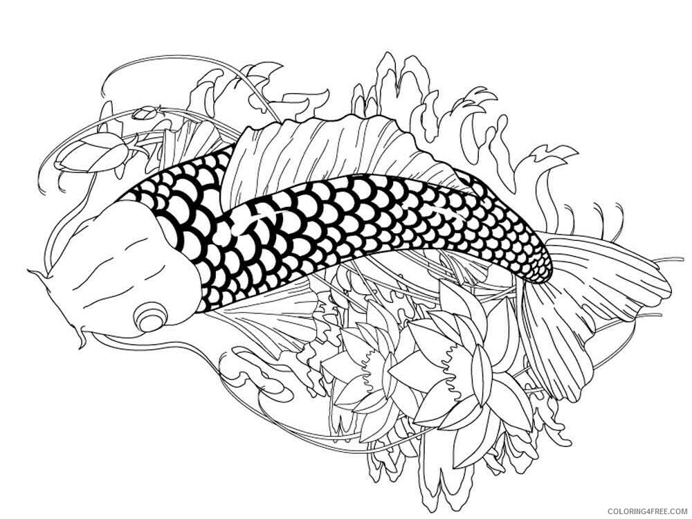 Koi Fish Coloring Pages Adult koi fish adult 2 Printable 2020 483 Coloring4free