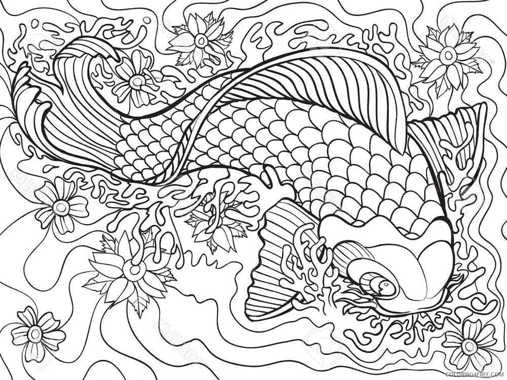 Koi Fish Coloring Pages Adult koi fish adult 6 Printable 2020 486 Coloring4free