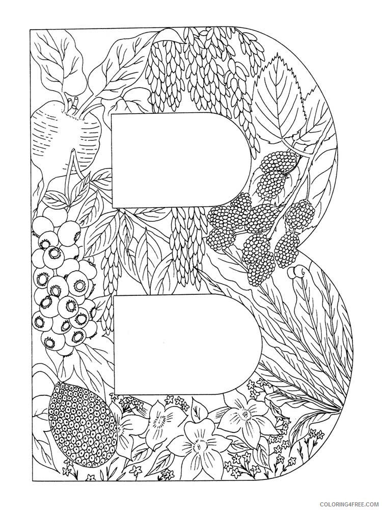 Letter B Coloring Pages Alphabet Educational Letter B of 14 Printable 2020 015 Coloring4free