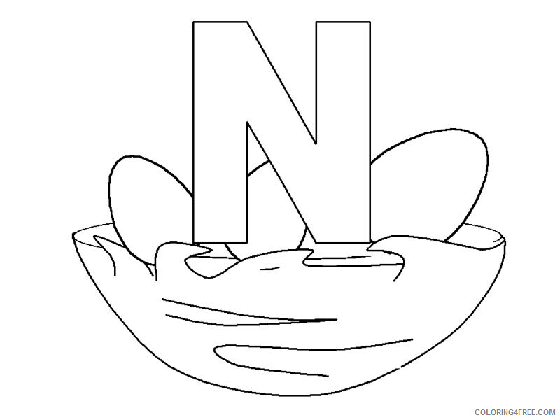 Letter Coloring Pages Educational Alphabet Letter N for Nest Printable 2020 1578 Coloring4free