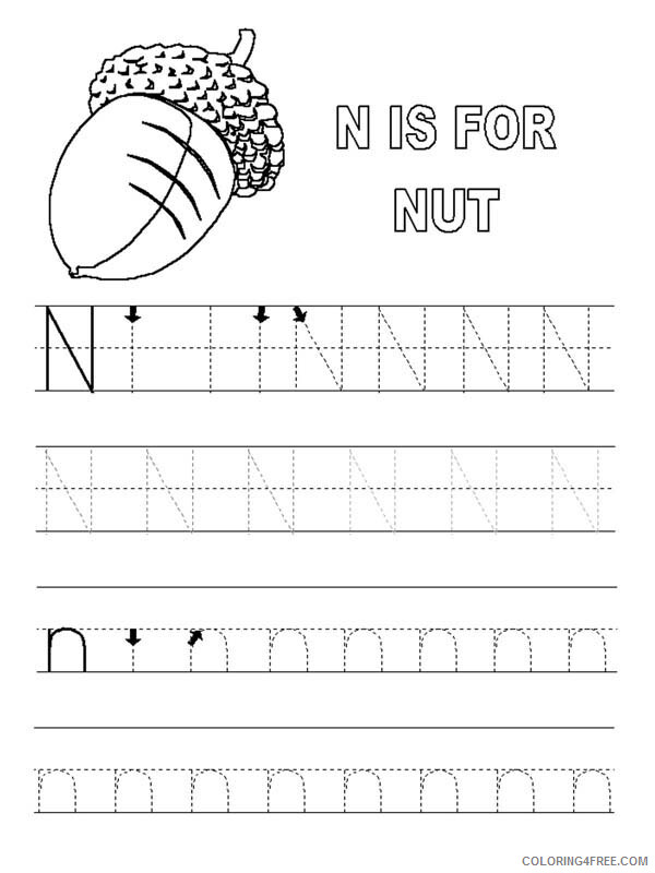 Letter Coloring Pages Educational Alphabet Letter N for Nut Worksheet 2020 1579 Coloring4free
