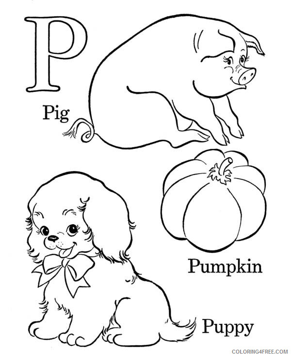 Letter Coloring Pages Educational Alphabet Letter P Words Printable 2020 1580 Coloring4free
