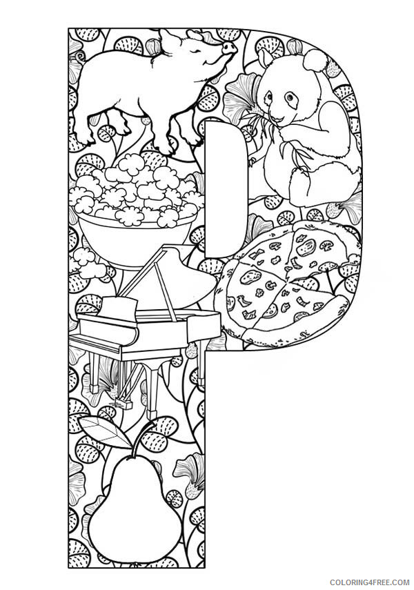 Letter Coloring Pages Educational Big Case Letter P Printable 2020 1585 Coloring4free