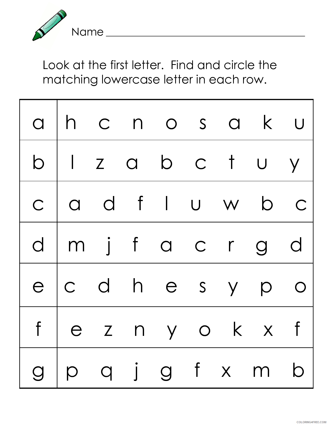Letter Coloring Pages Educational Circle Matching Letter Alphabet 2020 1591 Coloring4free