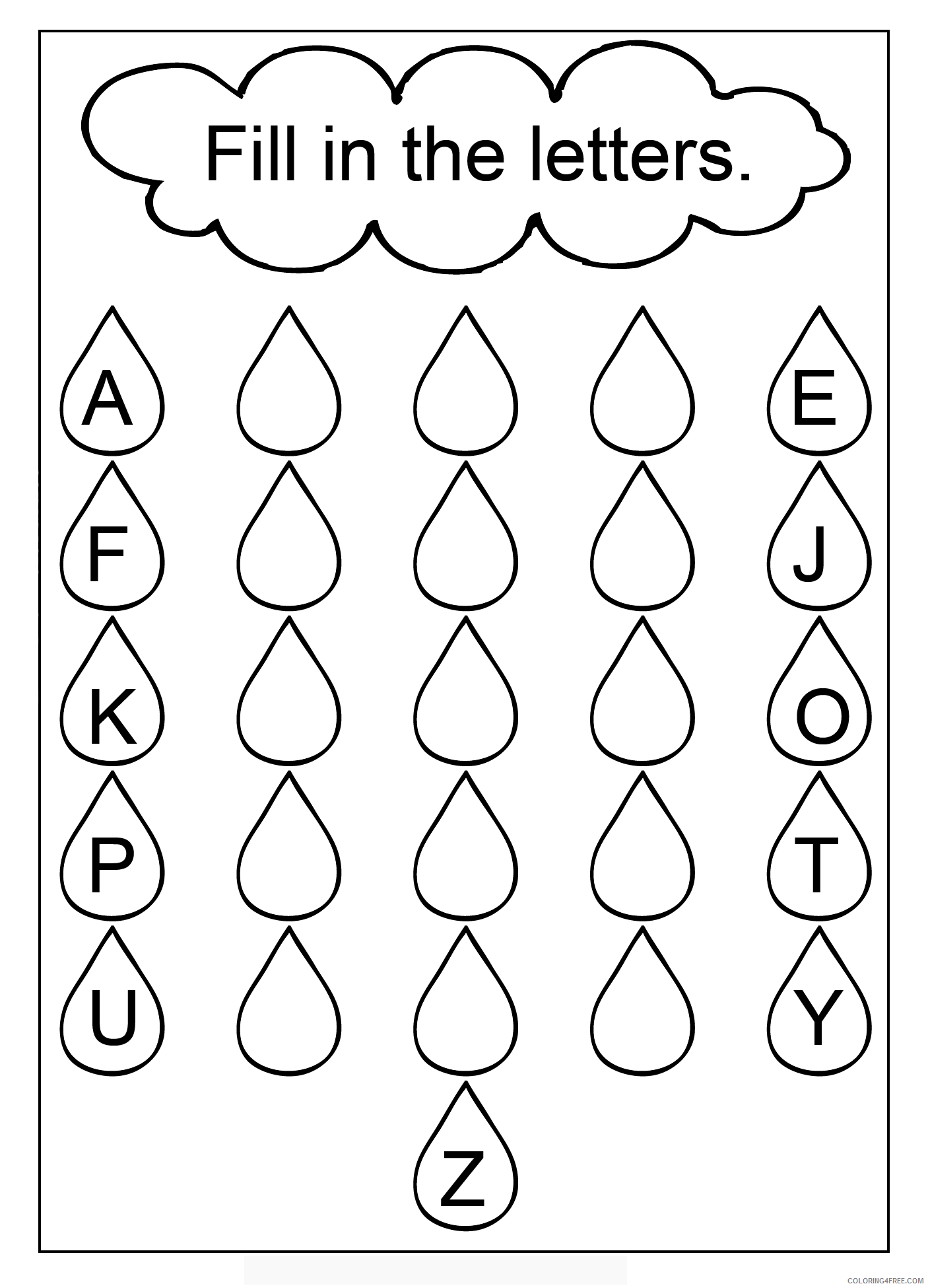 Letter Coloring Pages Educational Fill in Letters Alphabet Printable 2020 1598 Coloring4free