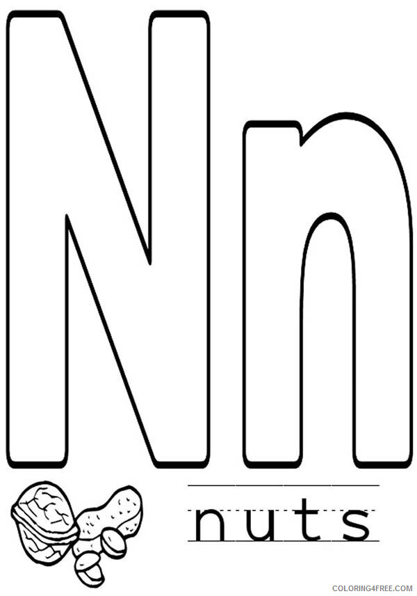 Letter Coloring Pages Educational Learn Alphabet Letter N for Nut 2020 1606 Coloring4free