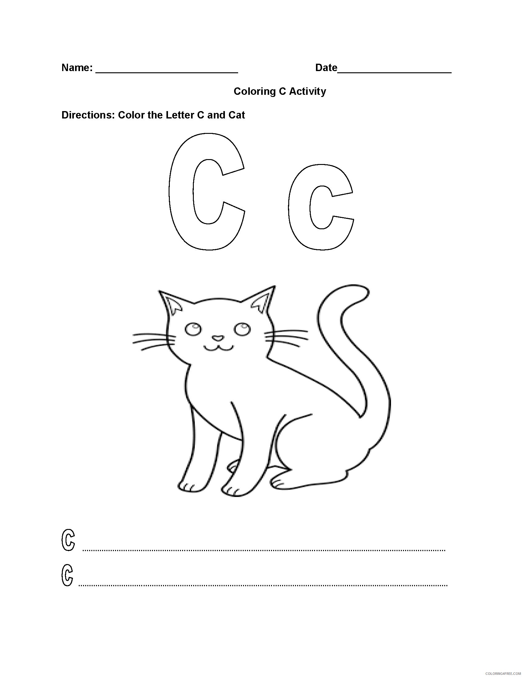 Letter Coloring Pages Educational Letter C Alphabet Worksheet Printable 2020 1613 Coloring4free