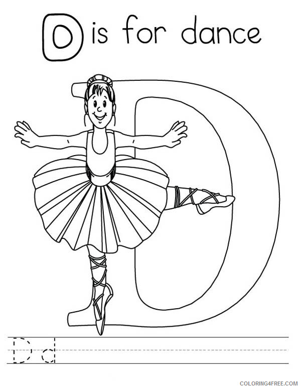 Letter Coloring Pages Educational Letter D is for Dance Printable 2020 1614 Coloring4free