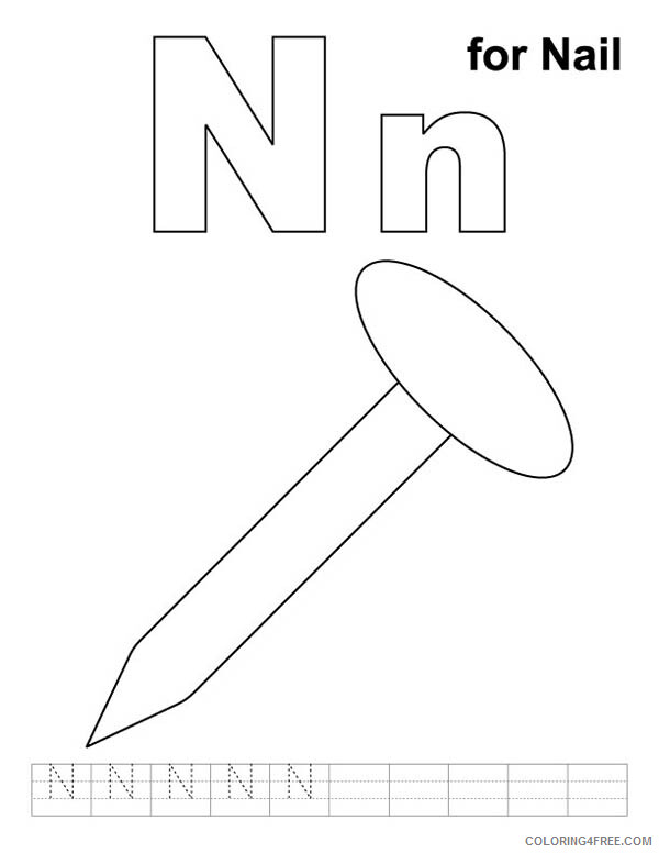 Letter Coloring Pages Educational Letter N is for Nail Printable 2020 1619 Coloring4free