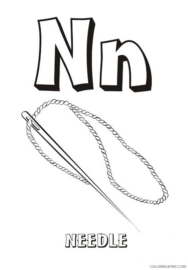 Letter Coloring Pages Educational Letter N is for Needle Printable 2020 1620 Coloring4free