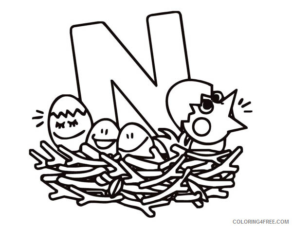 Letter Coloring Pages Educational Letter N is for Nest Printable 2020 1621 Coloring4free