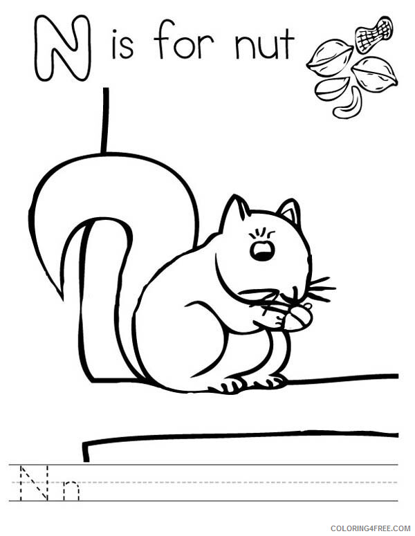Letter Coloring Pages Educational Letter N is for Nut Printable 2020 1622 Coloring4free