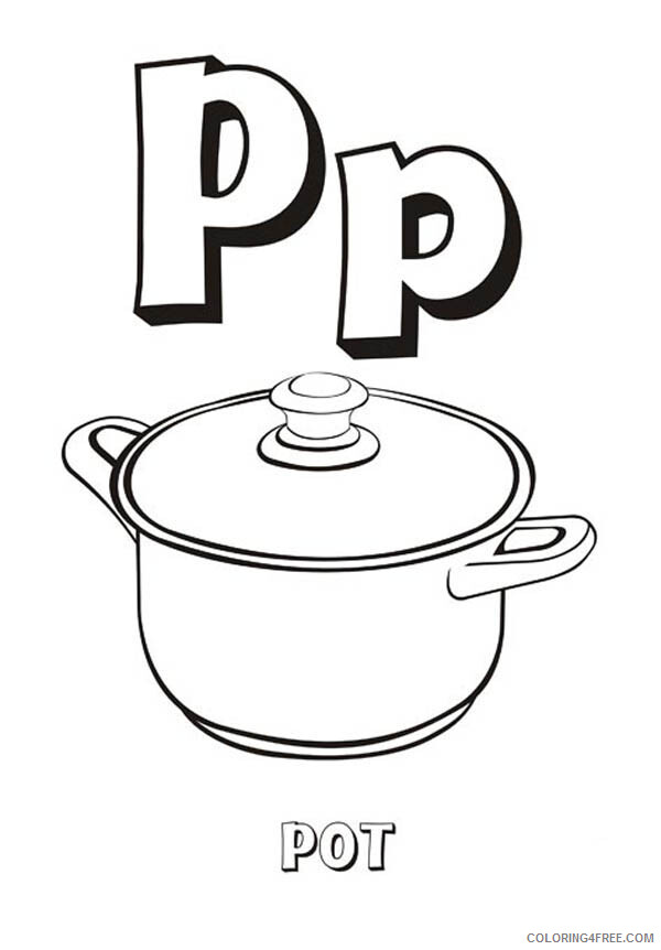 Letter Coloring Pages Educational Letter P is for Pot Printable 2020 1625 Coloring4free