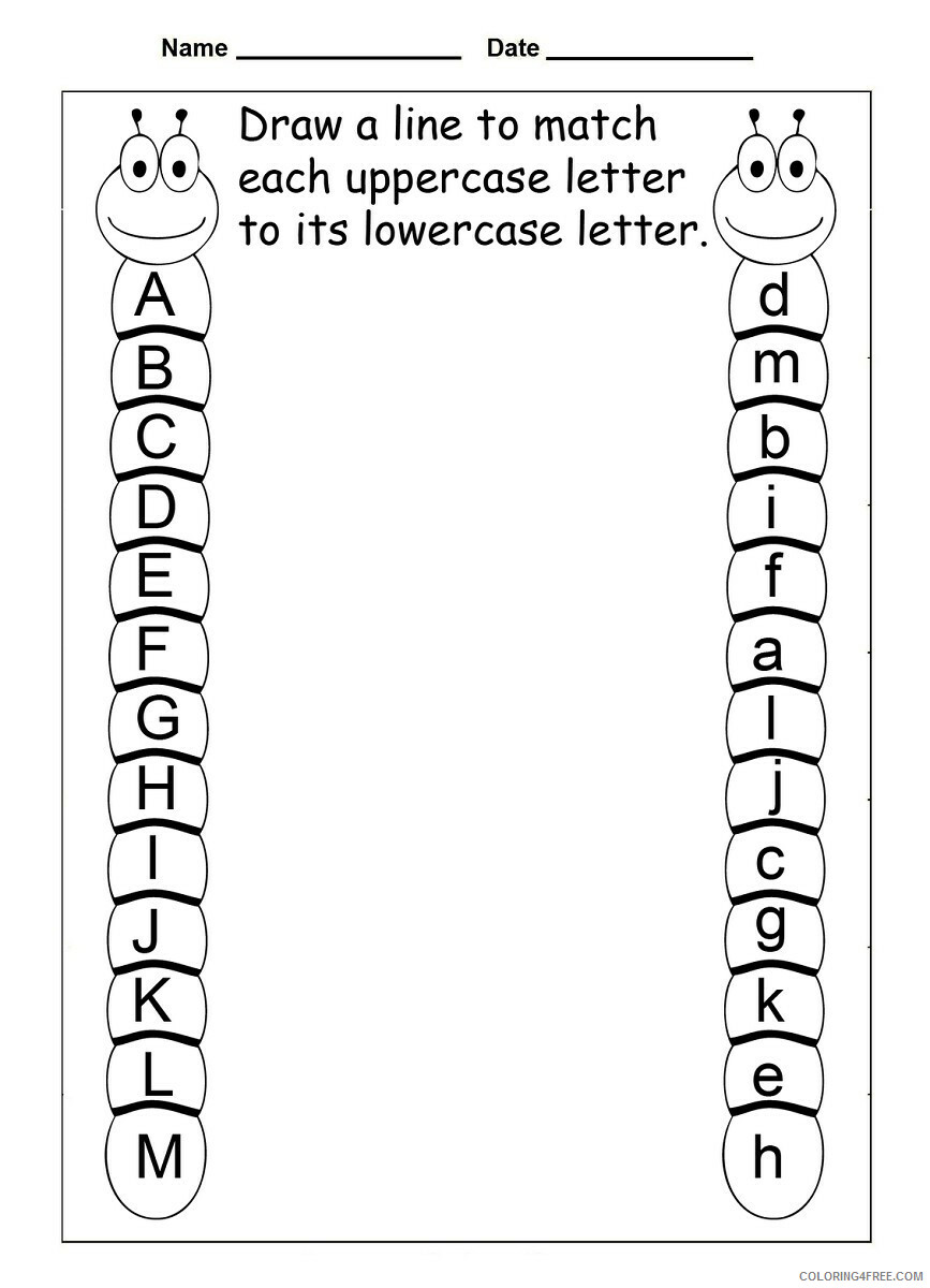 Letter Coloring Pages Educational Match Letters Alphabet Worksheet 2020 1629 Coloring4free