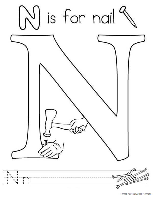 Letter Coloring Pages Educational Nail from Letter N Printable 2020 1630 Coloring4free