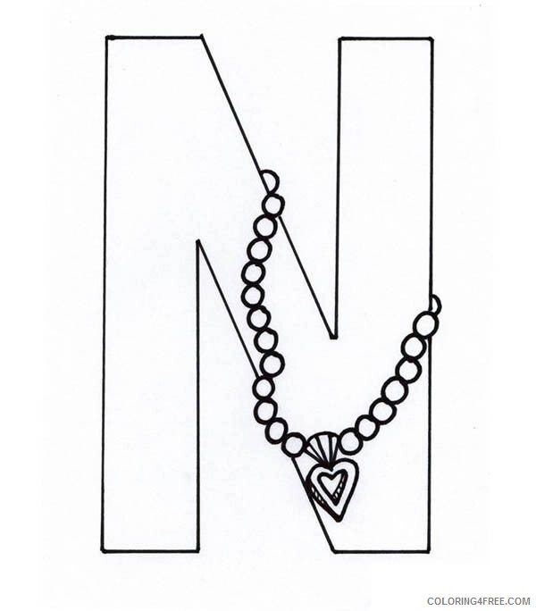 Letter Coloring Pages Educational Necklace from Letter N Printable 2020 1631 Coloring4free