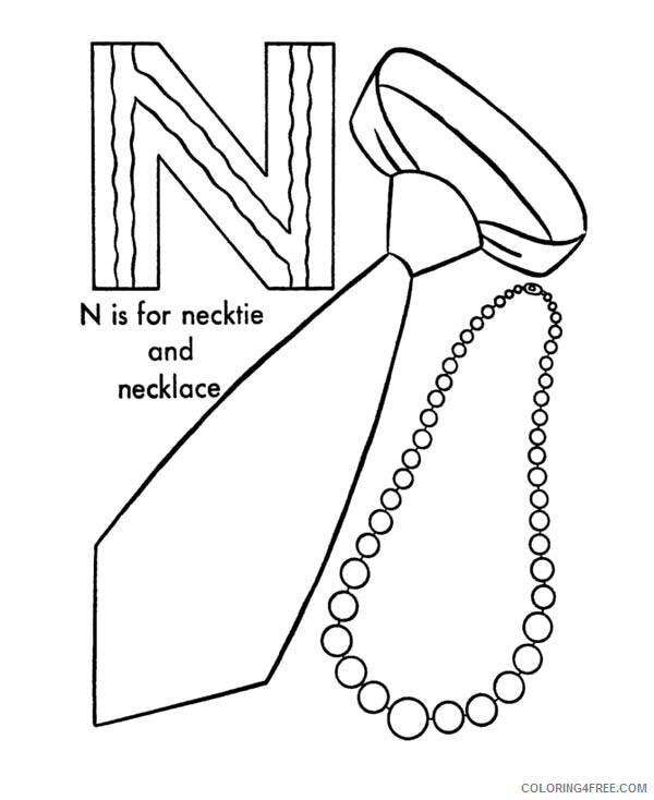 Letter Coloring Pages Educational Necktie and Necklace for Letter N 2020 1632 Coloring4free