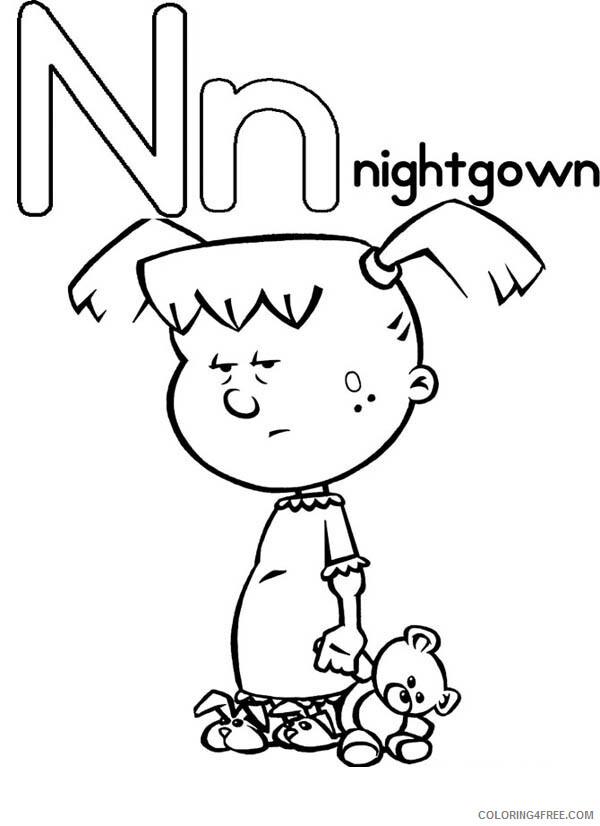 Letter Coloring Pages Educational Upper Case Letter N for Nightgown 2020 1639 Coloring4free