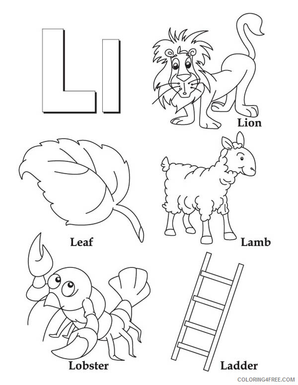 Letter Coloring Pages Educational Word Begin with Letter L Printable 2020 1642 Coloring4free