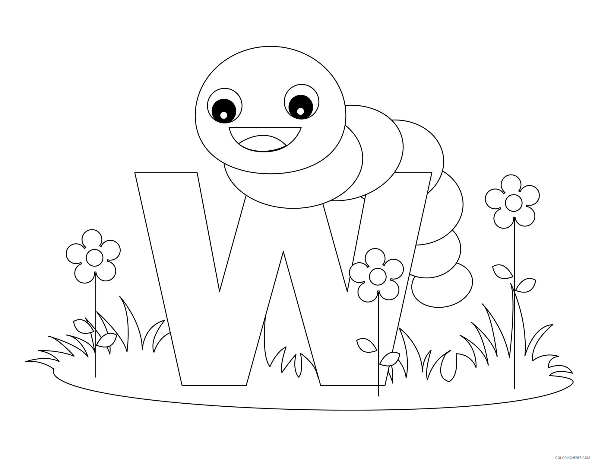 Letter Coloring Pages Educational alphabet Letter W Printable 2020 1574 Coloring4free