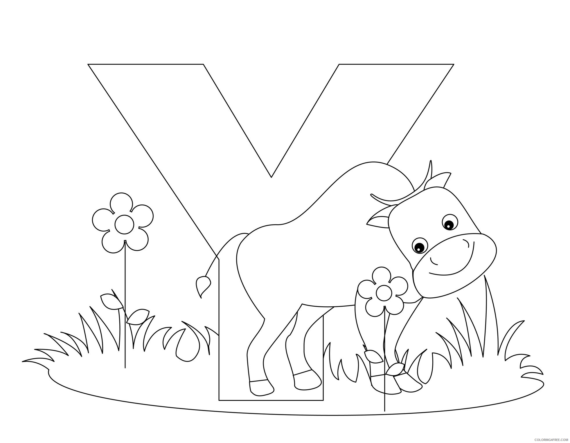 Letter Coloring Pages Educational alphabet Letter Y Printable 2020 1576 Coloring4free