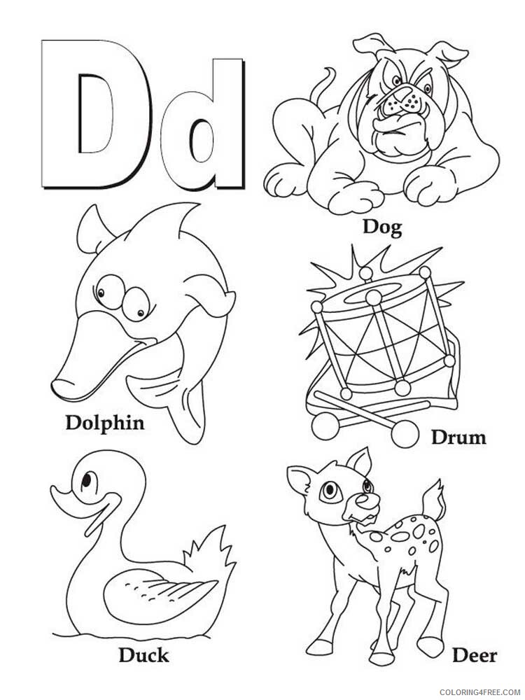 Letter D Coloring Pages Alphabet Educational Letter D of 1 Printable 2020 046 Coloring4free
