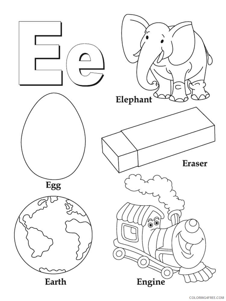 Letter E Coloring Pages Alphabet Educational Letter E of 3 Printable 2020 068 Coloring4free