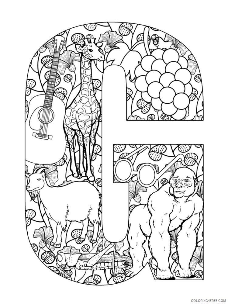 Letter G Coloring Pages Alphabet Educational Letter G of 5 Printable 2020 095 Coloring4free
