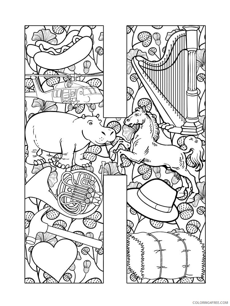 Letter H Coloring Pages Alphabet Educational Letter H of 2 Printable 2020 103 Coloring4free
