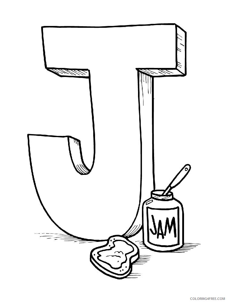Letter J Coloring Pages Alphabet Educational Letter J of 1 Printable 2020 118 Coloring4free