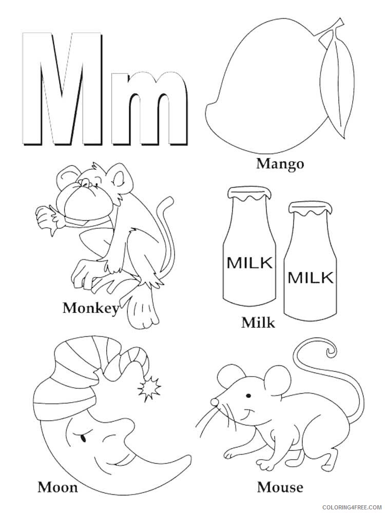 Letter M Coloring Pages Alphabet Educational Letter M of 1 Printable 2020 155 Coloring4free